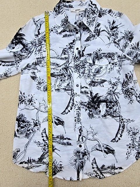 Koton Women's White Tropical Long Sleeve Cotton Shirt Size 38
