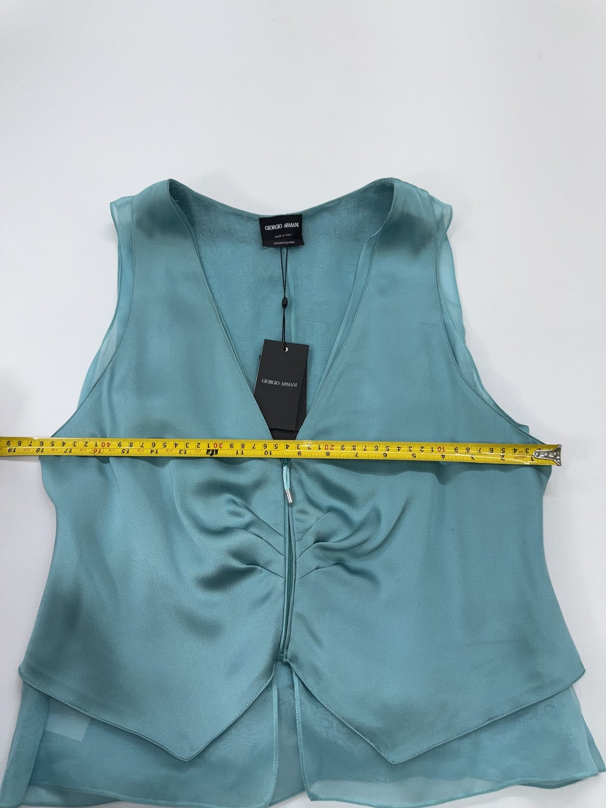 Giorgio Armani Women’s Turquoise Silk Sleeveless Blouse EU 46