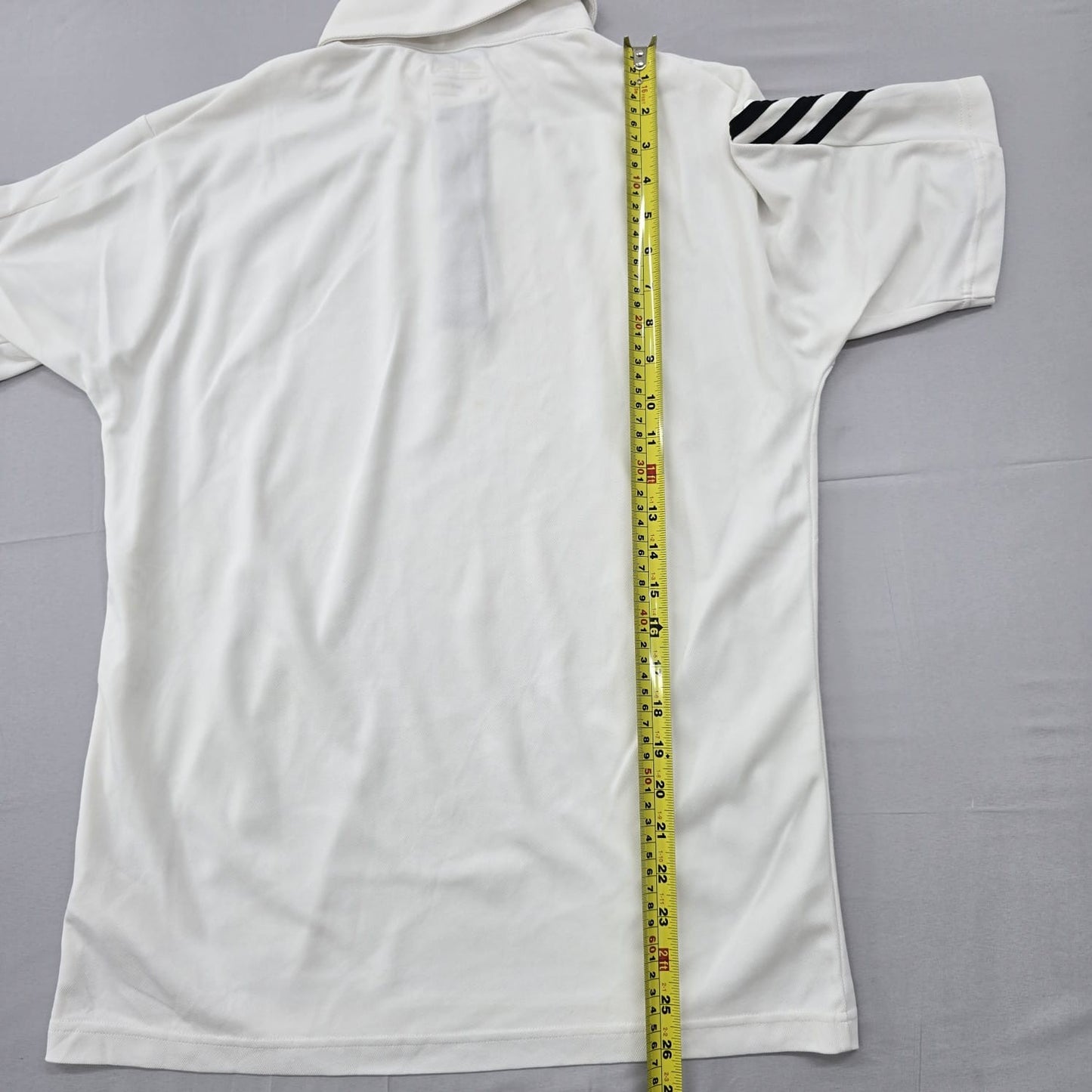 Adidas Men's White Stripe Polo Shirt Size M Short Sleeve Three Stripes