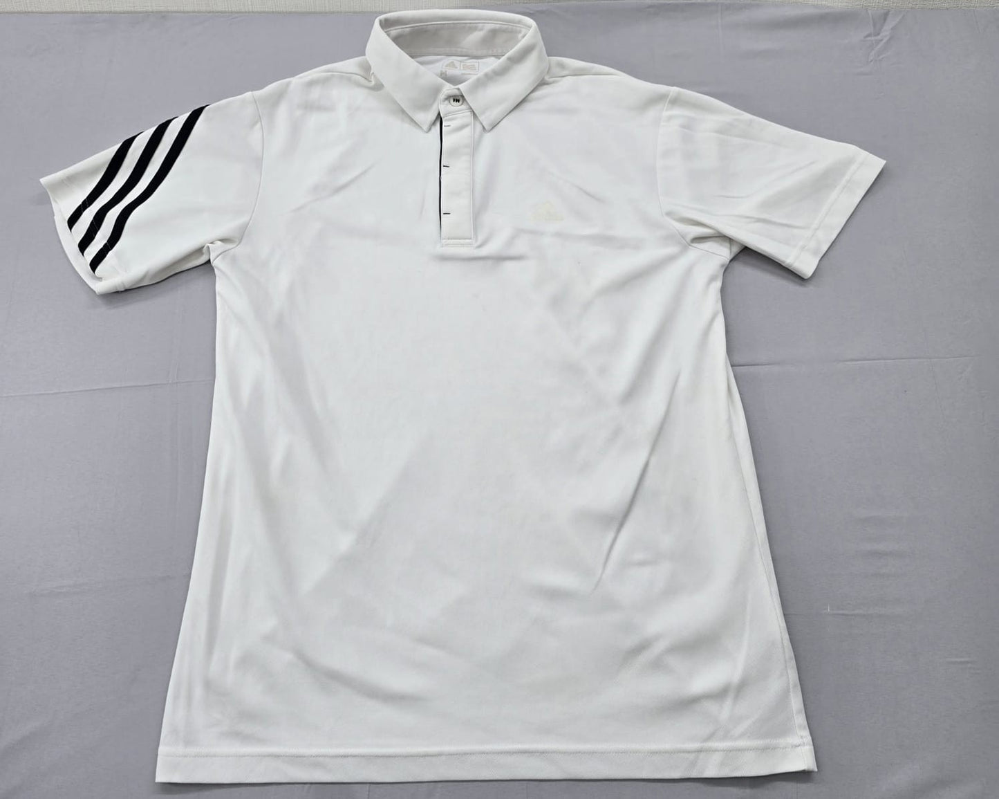 Adidas Men's White Stripe Polo Shirt Size M Short Sleeve Three Stripes