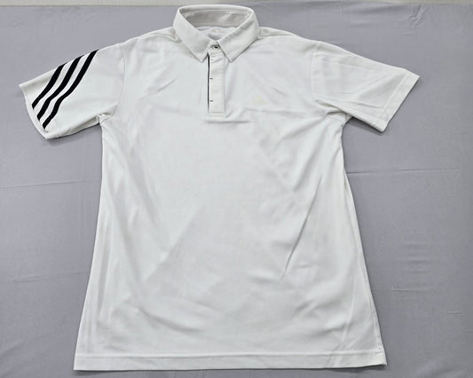Adidas Men's White Polo Shirt – Size M, Striped, Short Sleeve – Ref 73760