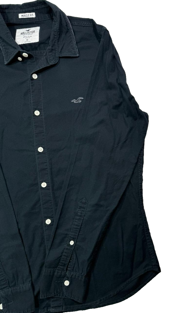 Hollister Comfort Fit Button Up Shirt In Navy Blue For Men - Size M