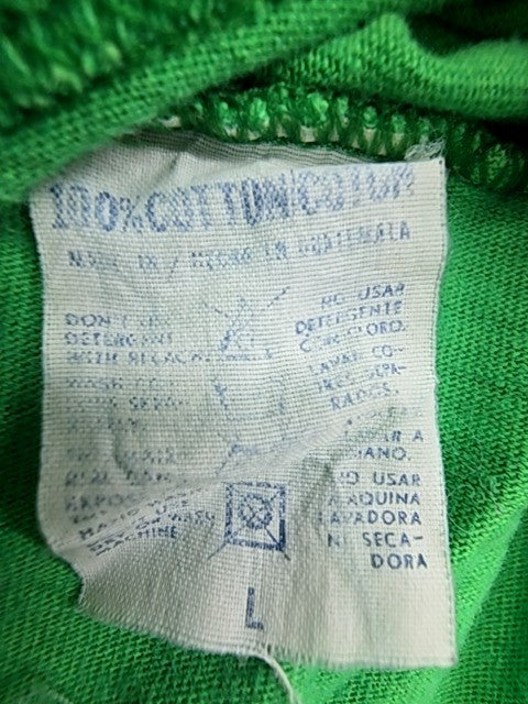 Carlos Dinastia Green T-Shirt Vintage Graphic Print Size L Crew Neck