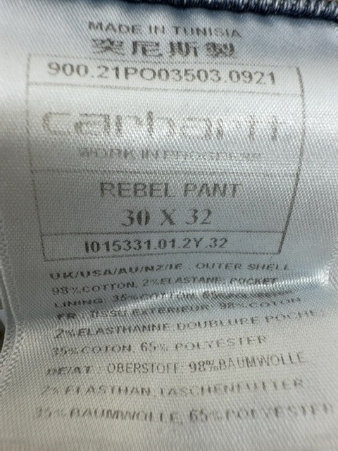 Carhartt Men's Blue Rebel Pant Slim Tapered Jeans 30x32