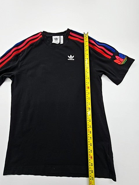 Adidas Boys Black 3 Stripes Kids T-Shirt Size 5 Regular Crew Neck