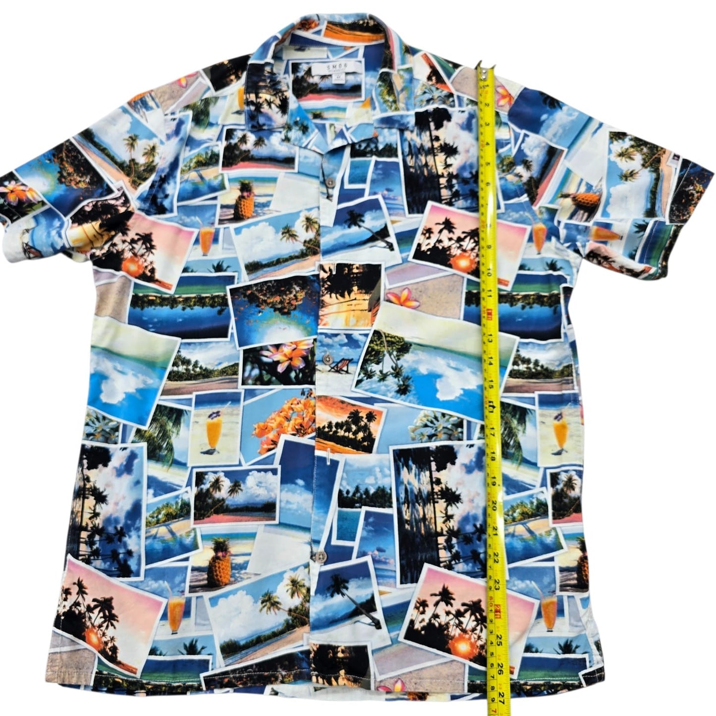 Smog Men's Multicolor Short Sleeve Camp Collar Shirt Size M