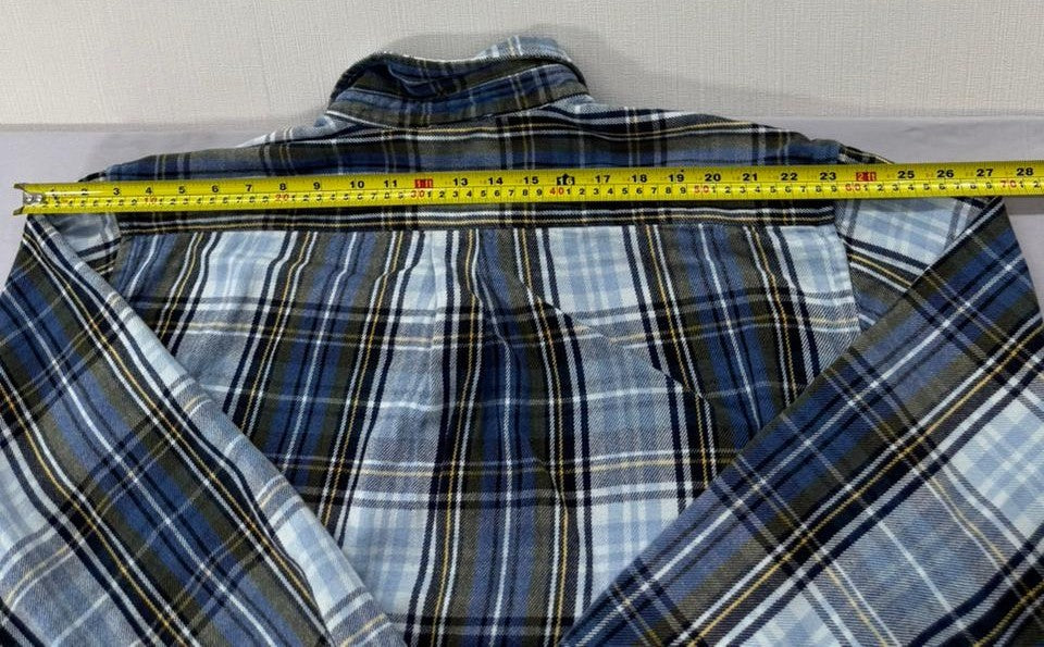 Gap Men's Blue Multi Plaid Flannel Button-Down Shirt XXL Relaxed Fit