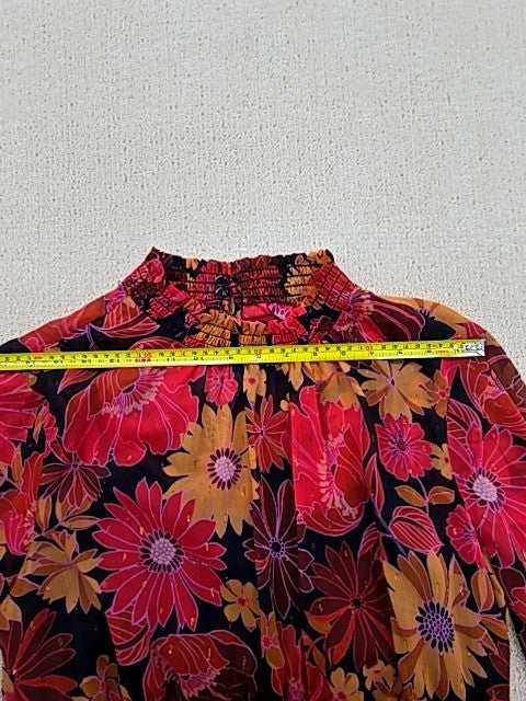 Donna Morgan Floral Maxi Dress L Multi Long Bell Sleeve High Neck