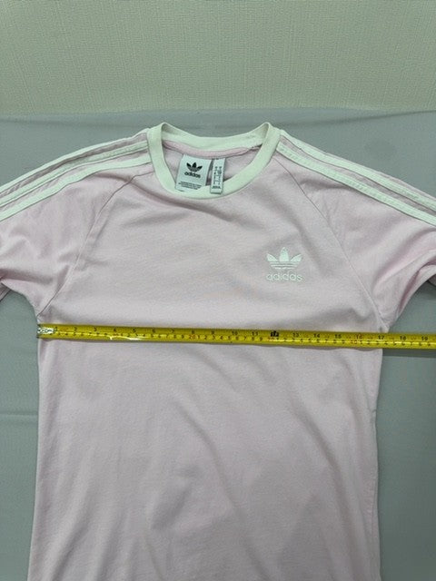 Adidas Originals Pink Women's S Short Sleeve 3-Stripes T-Shirt Cotton