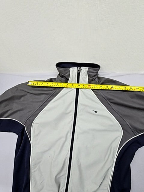 Diadora Men's Track Jacket Legacy L White Grey Navy Vintage