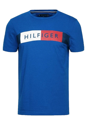 Tommy Hilfiger Men's Blue Organic Cotton T-Shirt Logo Short Sleeve Size L