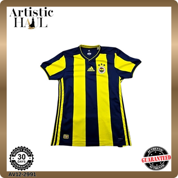 Adidas Men's Fenerbahce Yellow Navy Jersey M Climalite V-Neck