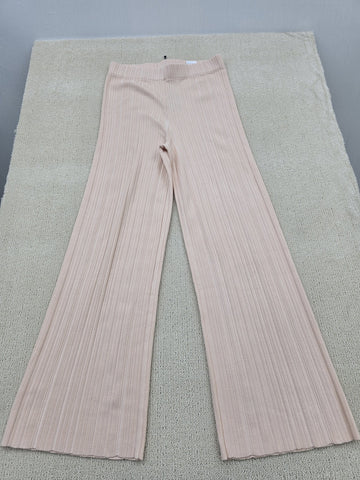 Maje Wide-Leg Knitted Pants FR 40 Rose Pale High Waist Stretch NWT