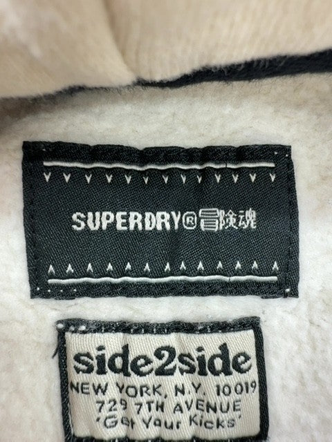 Superdry Men's Large Cream Graphic Hoodie New York Cotton Blend