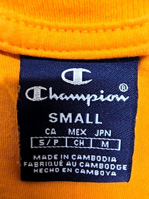 Champion Men's Orange Short Sleeve T-Shirt Small 100% Cotton Tagless