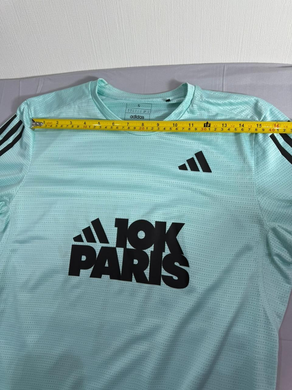 Adidas 10K Paris Training T-Shirt Men Small S Mint Green Running Tee