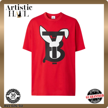 Men's Red Burberry Rabbit Short Sleeve T-Shirt XXL