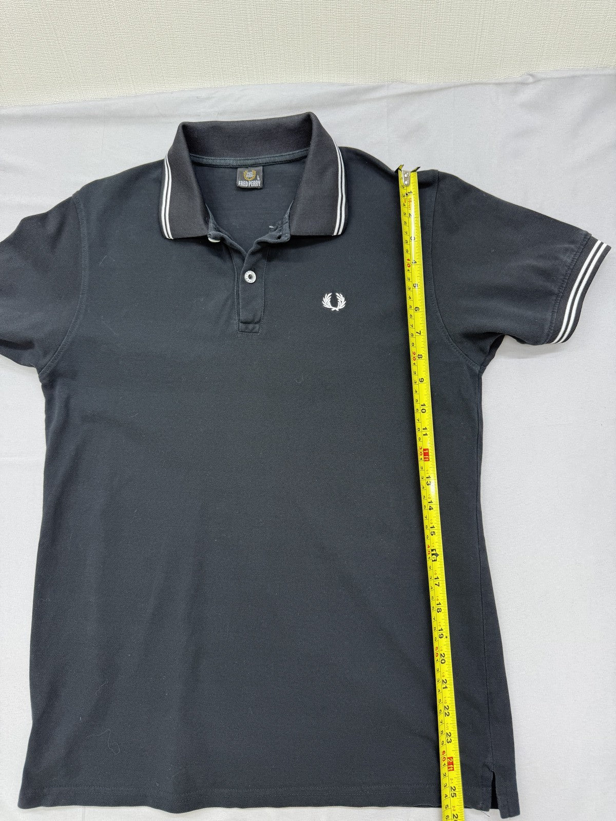 Fred Perry Black Cotton Polo Shirt Men's L Laurel Wreath