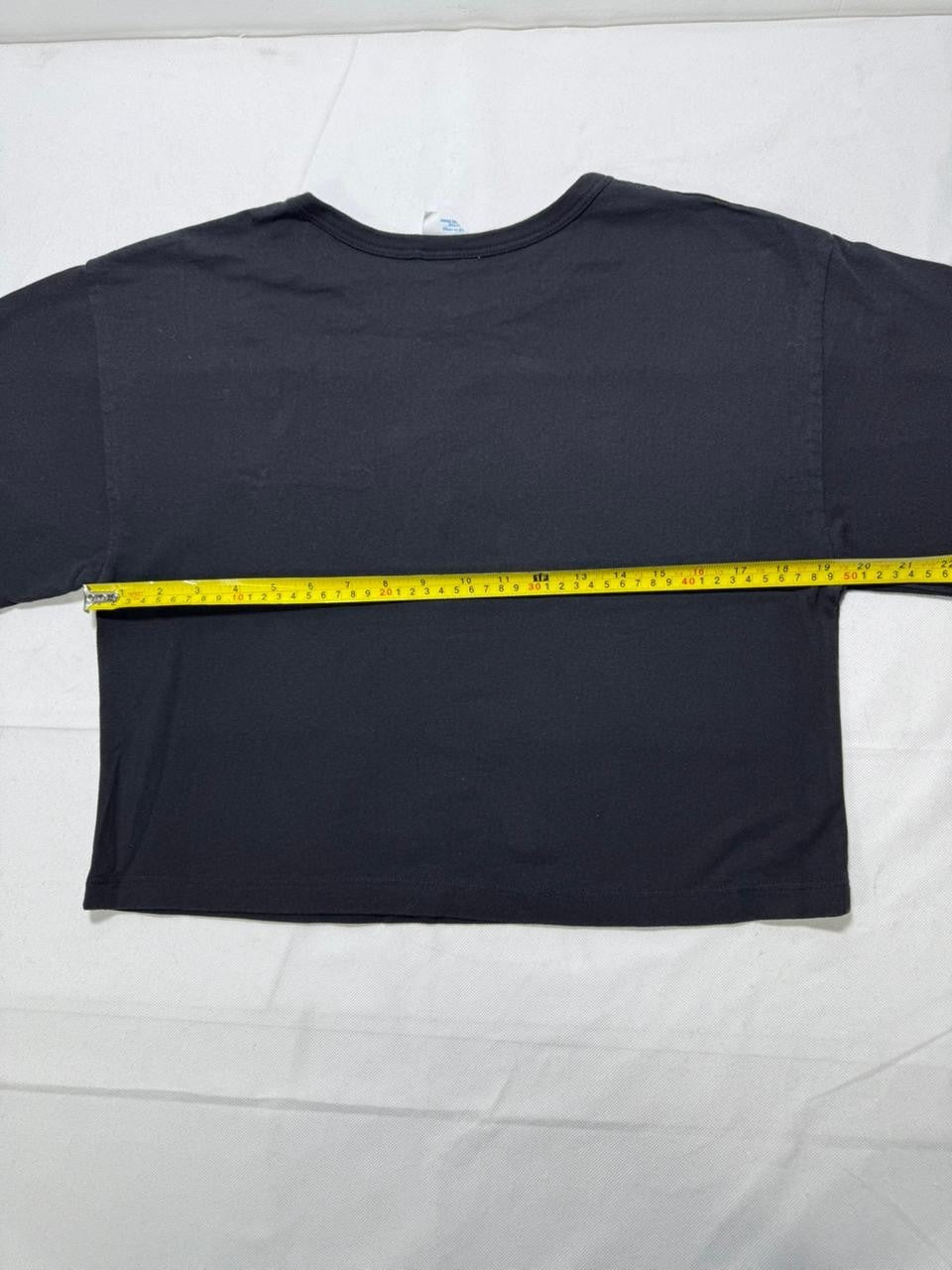 Champion Black Cropped T-Shirt Embroidered Logo Women's Size M