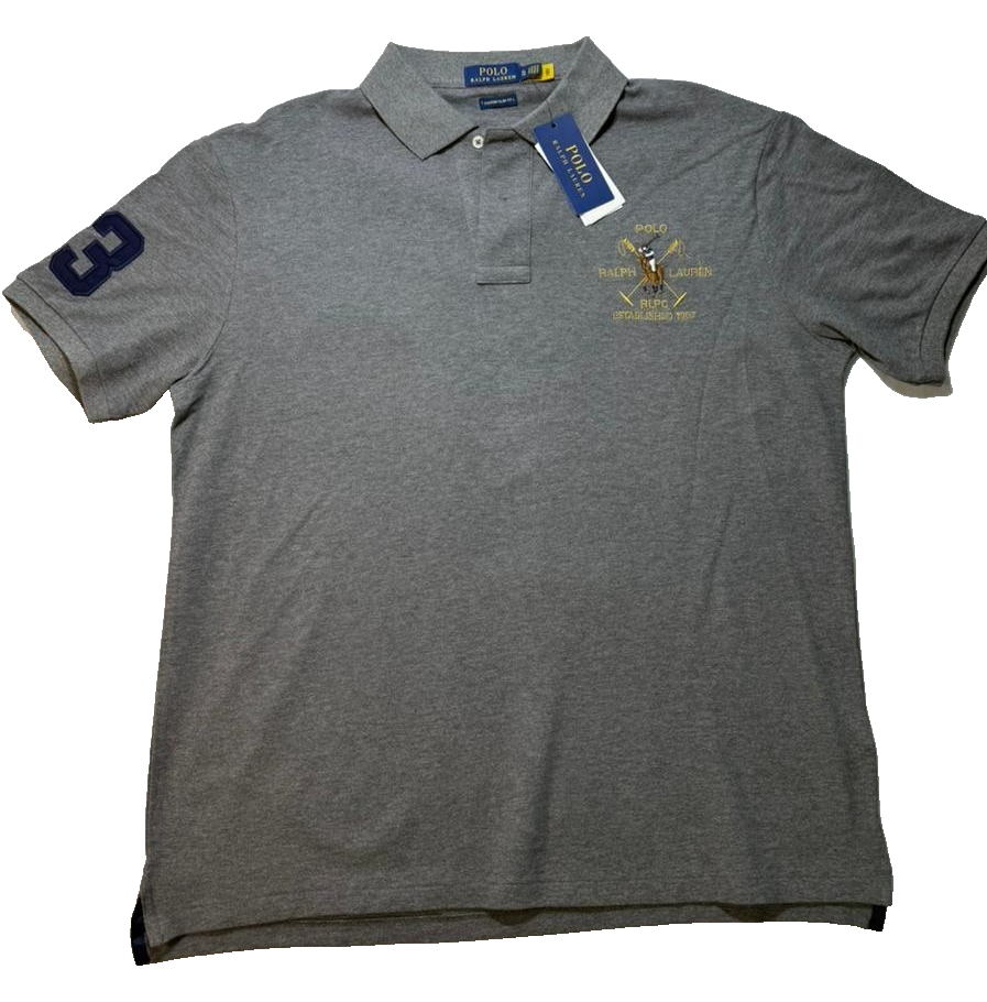 Ralph Lauren Men's Gray Polo Shirt Size XL Embroidered Polo Players