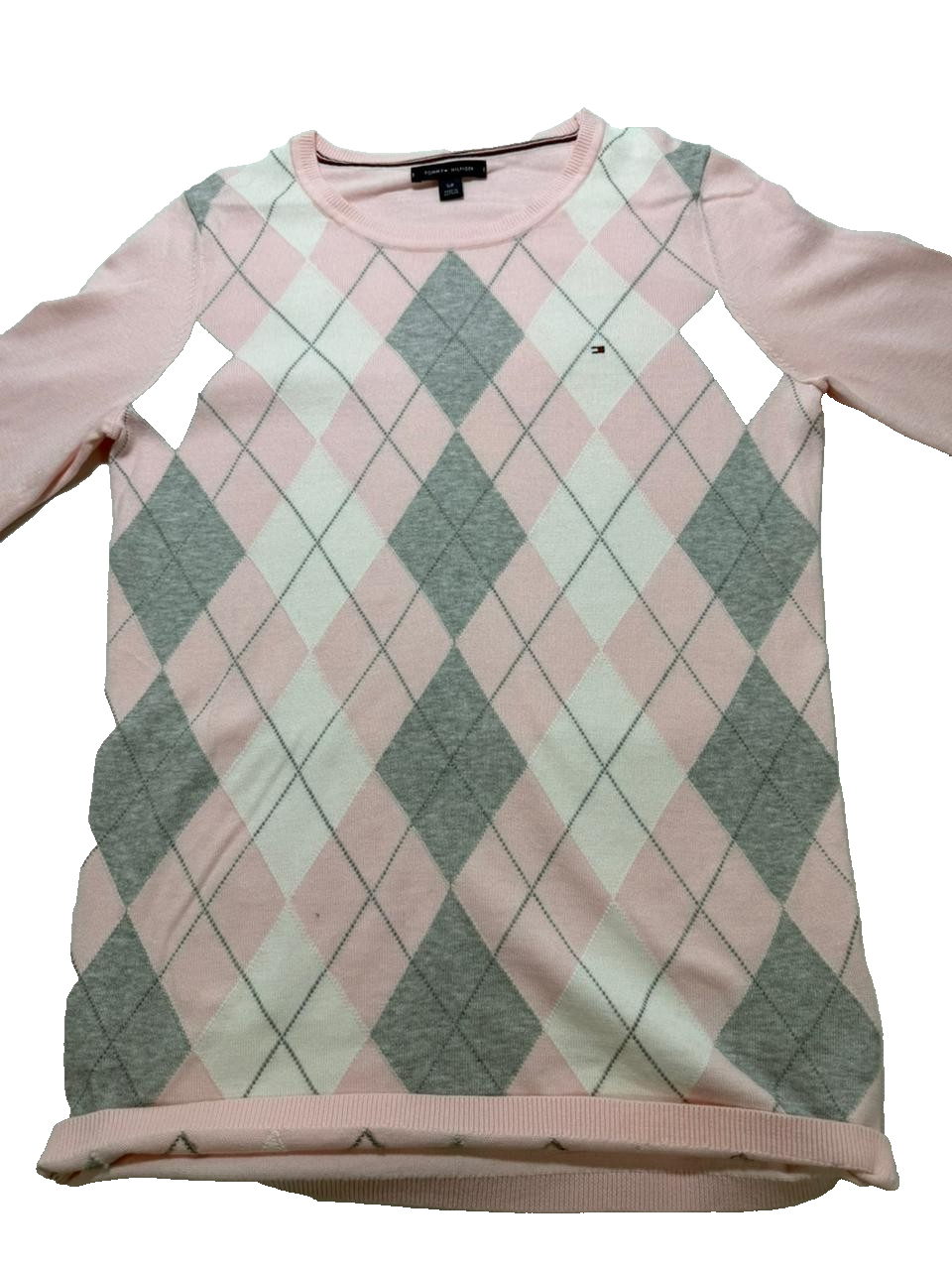 Tommy Hilfiger Women Argyle Long Sleeve Pullover Sweater.