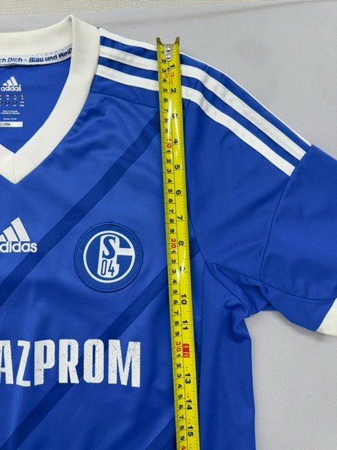 Vintage Adidas Schalke 04 Gazprom Soccer Jersey M Royal Blue Striped