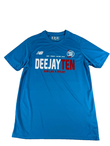 New Balance DEEJAY TEN Running T-Shirt Mens Medium Blue Athletic Tee