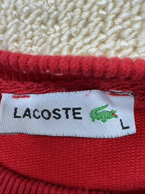 Lacoste Men's Red Fleece Sweatshirt Size L Embroidered Logo