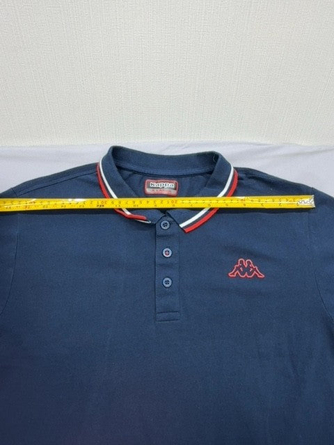Kappa Men's Navy Polo Shirt XL Short Sleeve Red White Trim Cotton