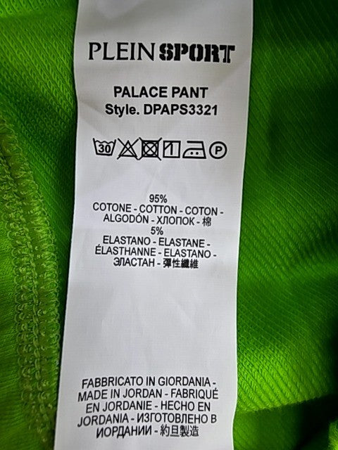 Plein Sport Green Cotton Sweatpants Logo Print Drawstring Regular