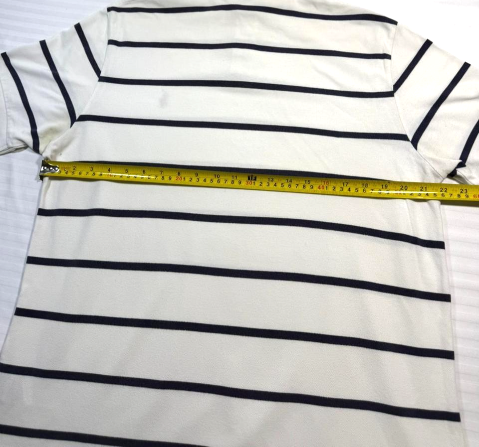 Polo Ralph Lauren Classic Fit Soft Cotton Polo Shirt In White With Navy Blue -XL