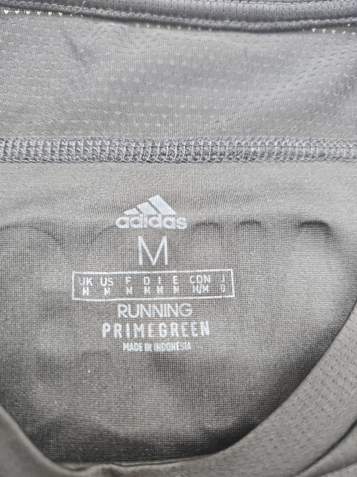 Adidas Running Primegreen T-Shirt Black Size M Made in Indonesia