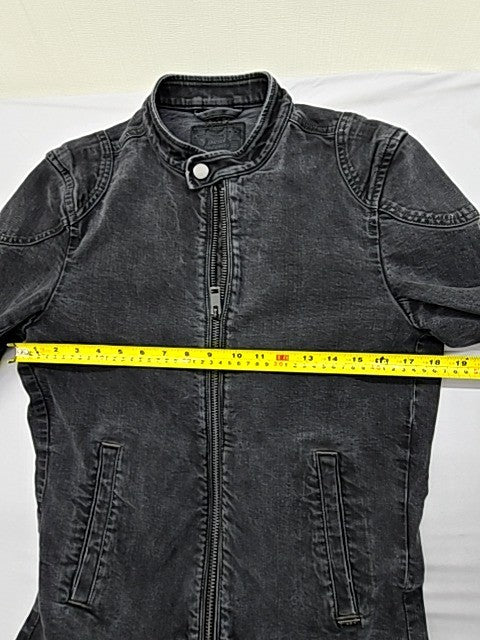 Diesel Men's Black Distressed Moto Denim Jacket Size M