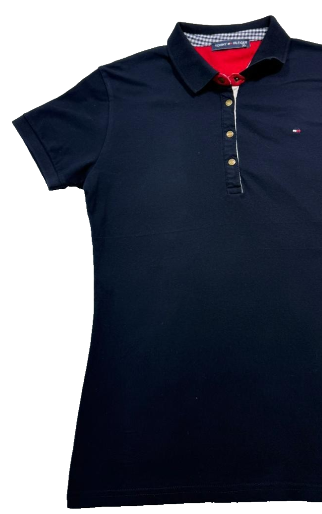 Tommy Hilfiger Women's Slim Flag Polo Shirt Short Sleeve Size XL Logo Cotton