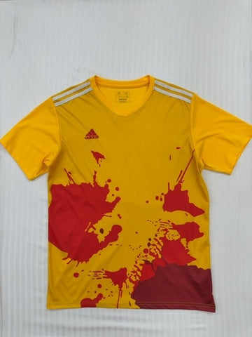 Adidas Men's Yellow Soccer Jersey 2XL Graphic Print Short Sleeve