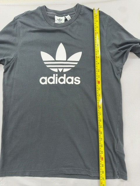 Adidas Men's Grey M Short Sleeve Logo Crewneck T-Shirt Cotton