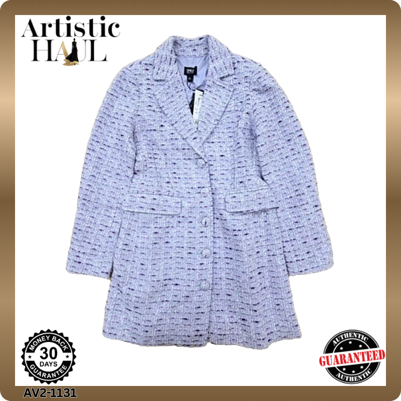 Only Women's Purple Tweed Blazer Button Up Long Sleeve Size M