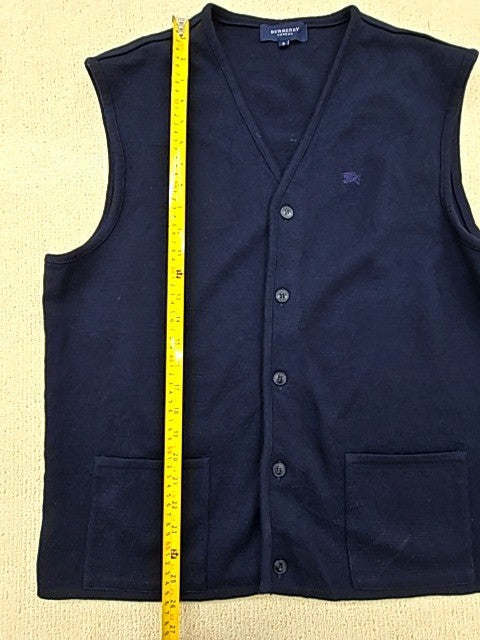 Vintage Burberry Navy Wool Blend V-Neck Vest Men's Size 8