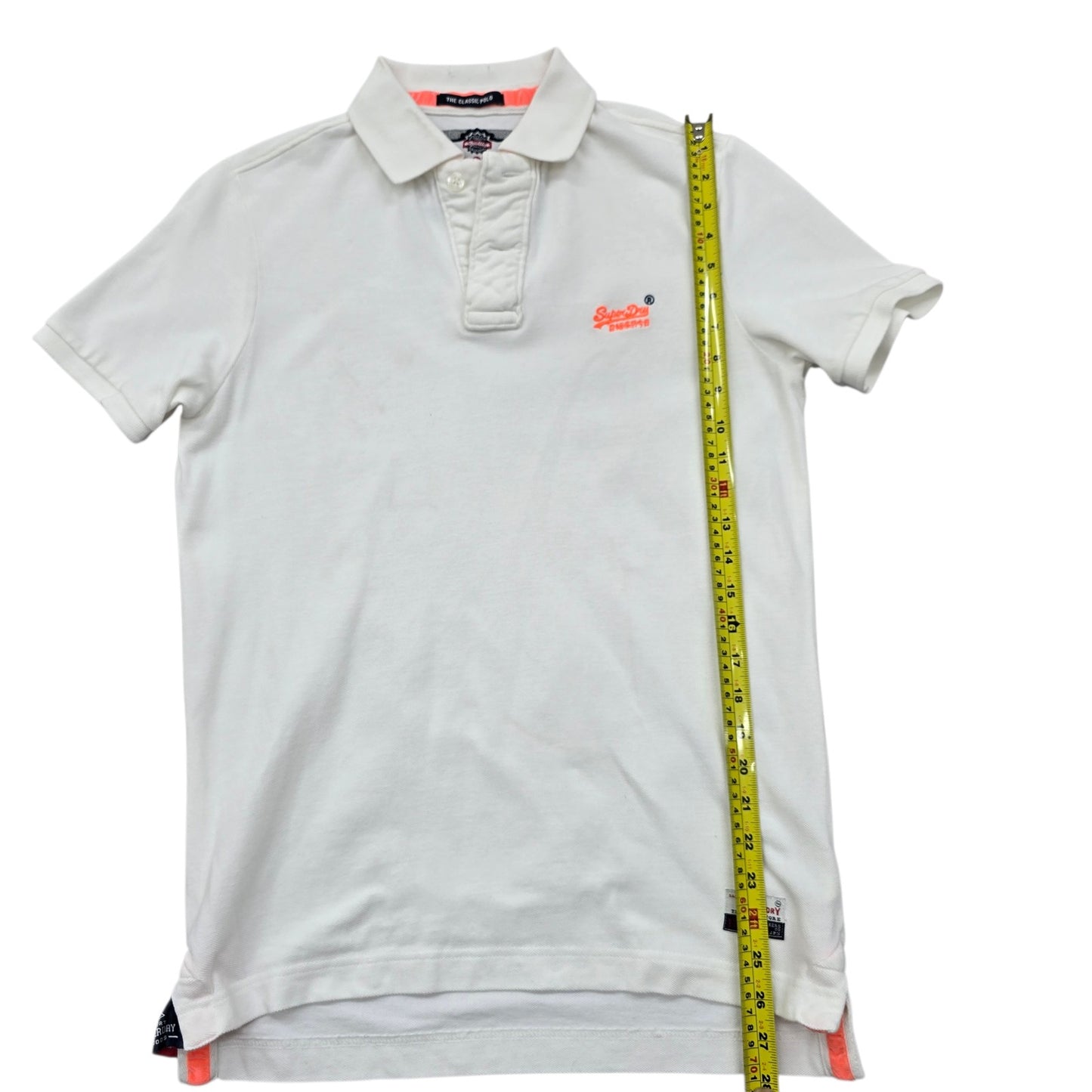 Superdry Classic Polo Shirt Men's L White Cotton Blend Logo Sport