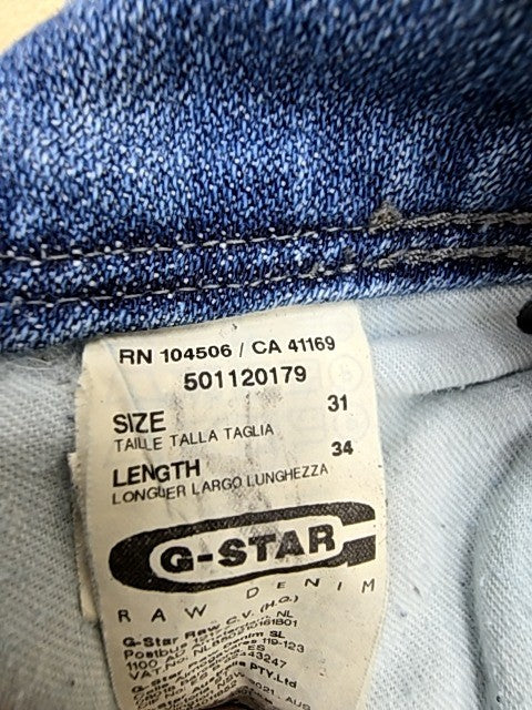 G-Star Raw Denim Jeans Men 31x34 Dark Blue Button Fly