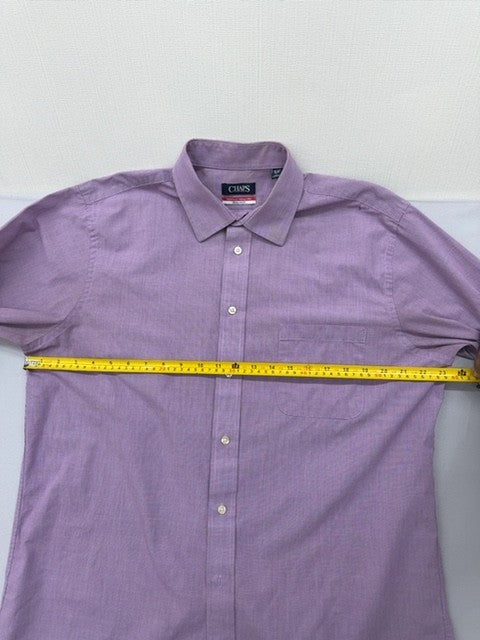 Chaps Men's Purple Check Dress Shirt L 16-16.5" 34/35 Wrinkle Free