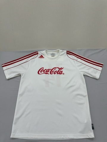 Adidas Men's White Soccer Jersey Size M Short Sleeve Red Stripes