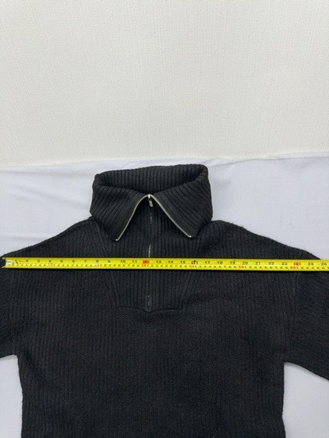 French Connection Women's Gray L Mock Neck Zip Knit Sweater Drop Shoulder