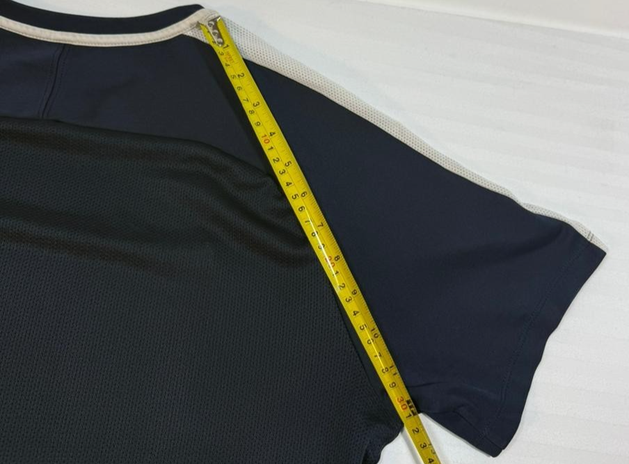 Nike Men's Navy Blue Dri-FIT Short Sleeve T-Shirt White Swoosh Logo Size L
