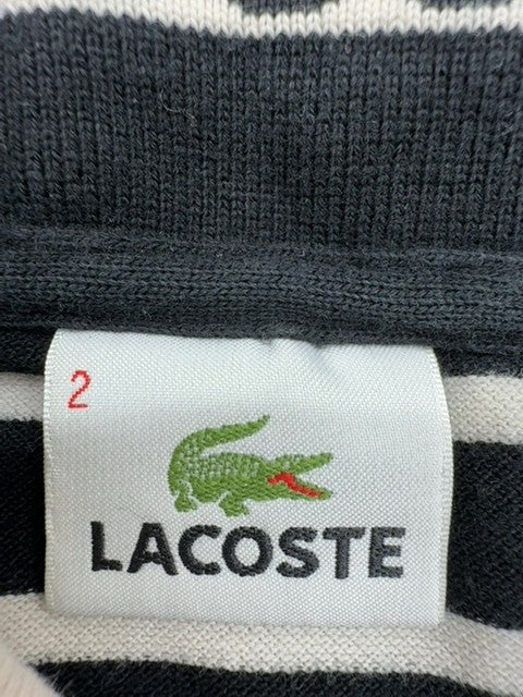 Lacoste Men's Black White Striped Short Sleeve Polo Shirt Regular