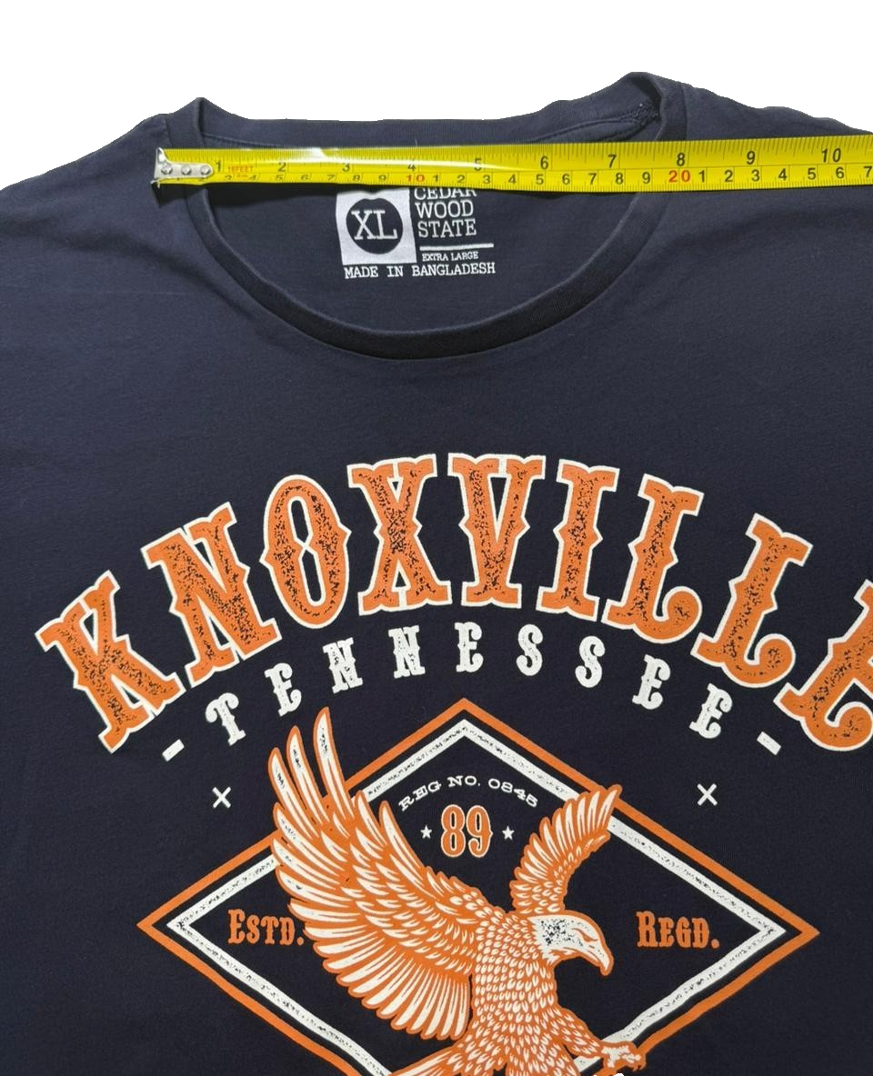 Cedar Wood State T-Shirt XL Knoxville Tennessee Originals Graphic Tee Navy Blue