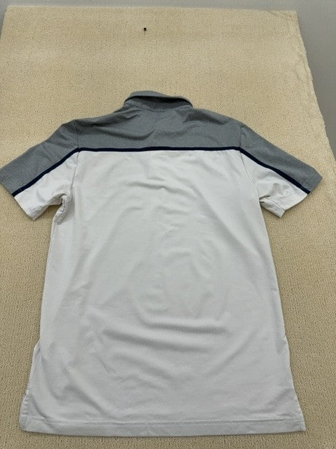 Adidas Men's Grey/White Color Block Short Sleeve Polo S 3-Stripes
