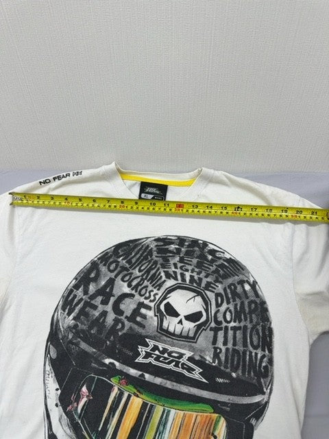 No Fear Men's XL White Motocross Cotton T-Shirt