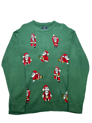 Original Mo Casual Wear Christmas Sweater Green Long Sleeve Pullover Size 2Xl