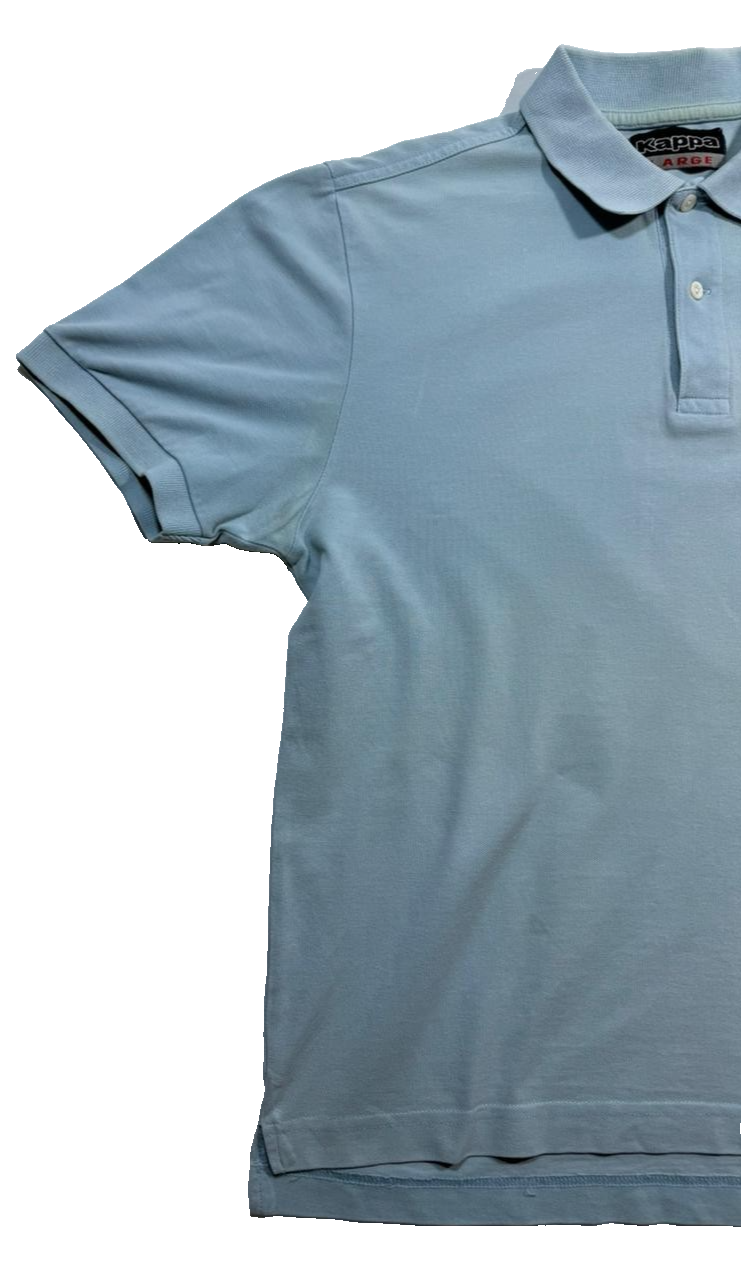 Kappa Men's Light Blue Short Sleeve Polo Shirt Embroidered Logo Size L